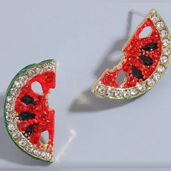 Betsey Johnson Gorgeous sparkling watermelon earrings - Picture 2 of 4